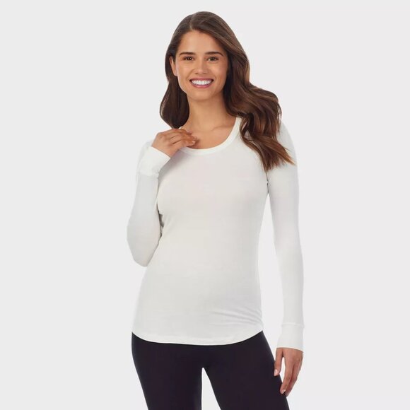 Warm Essentials by Cuddl Duds Women's Smooth Stretch Thermal Scoop Neck Top S - Picture 1 of 3